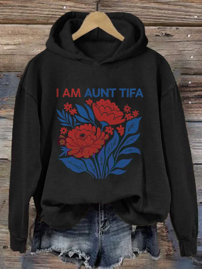 Retro I Am Aunt Tifa Print Hoodie