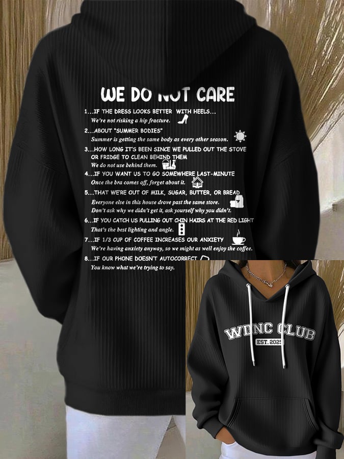Retro Funny WDNC Club Menopause Perimenopause Print Hoodie