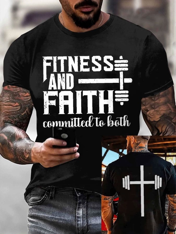 Men's Faith Cross Printed Casual T-shirt