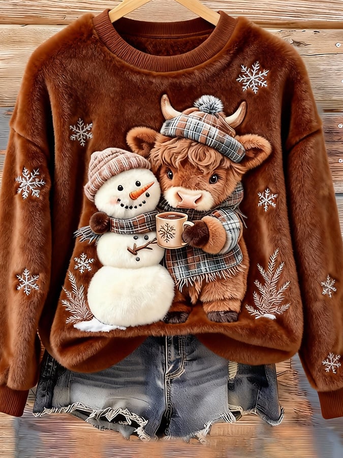 Women's Animal Highland Cow Print Sweatshirt