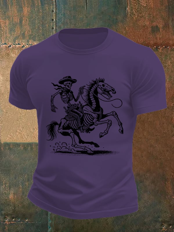 Men's Cowboy Skull FDT Print Casual T-shirt