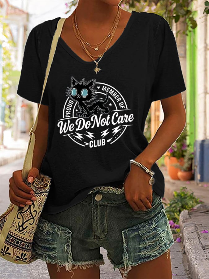 Women's  Retro Funny Proud Member Of WDNC Club We Do Not Care Menopause Perimenopause Print T-Shirt