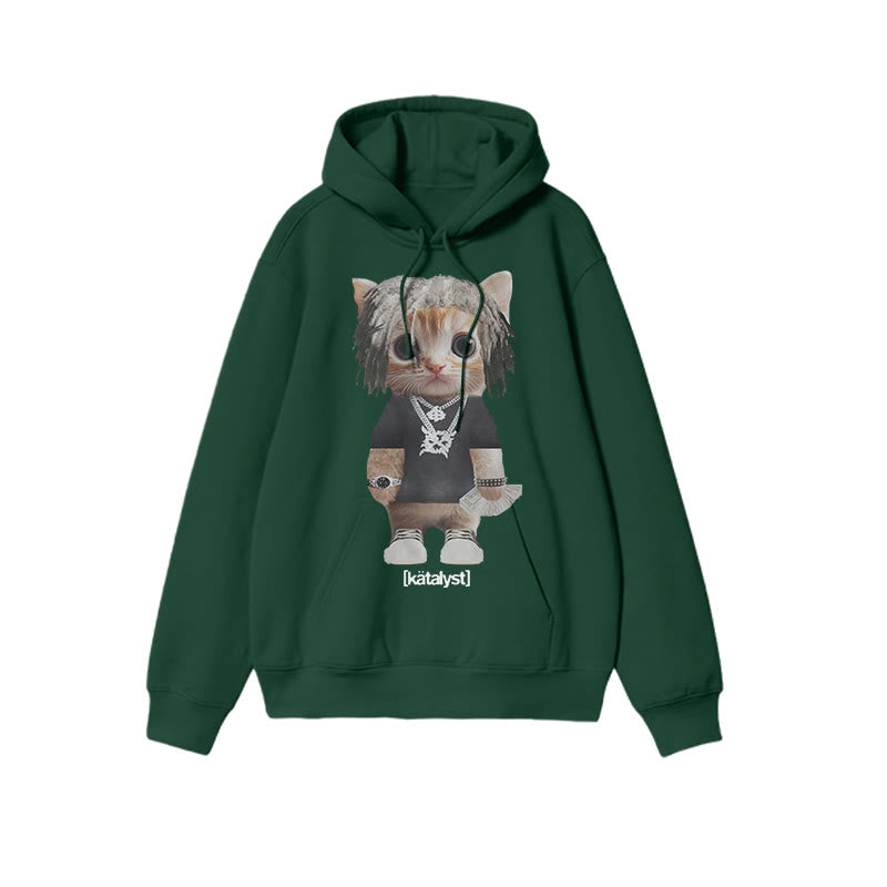 Unisex Street Style Cat Print Hoodie