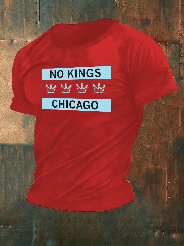 Men's  No Kings Chicago Flag Print  T-Shirt