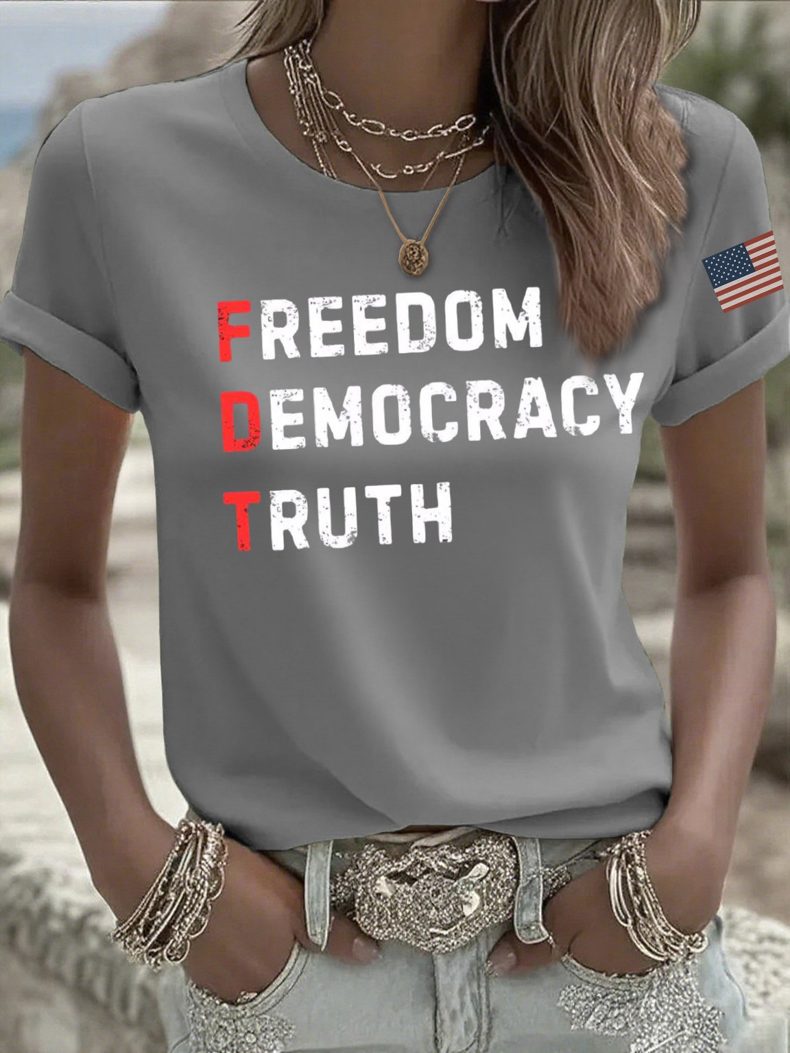 Women's casual FDT loose T-shirt