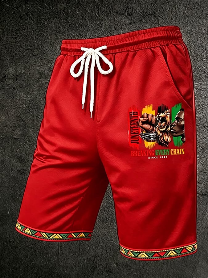 Men's Juneteenth Breaking Every Chain Print Shorts