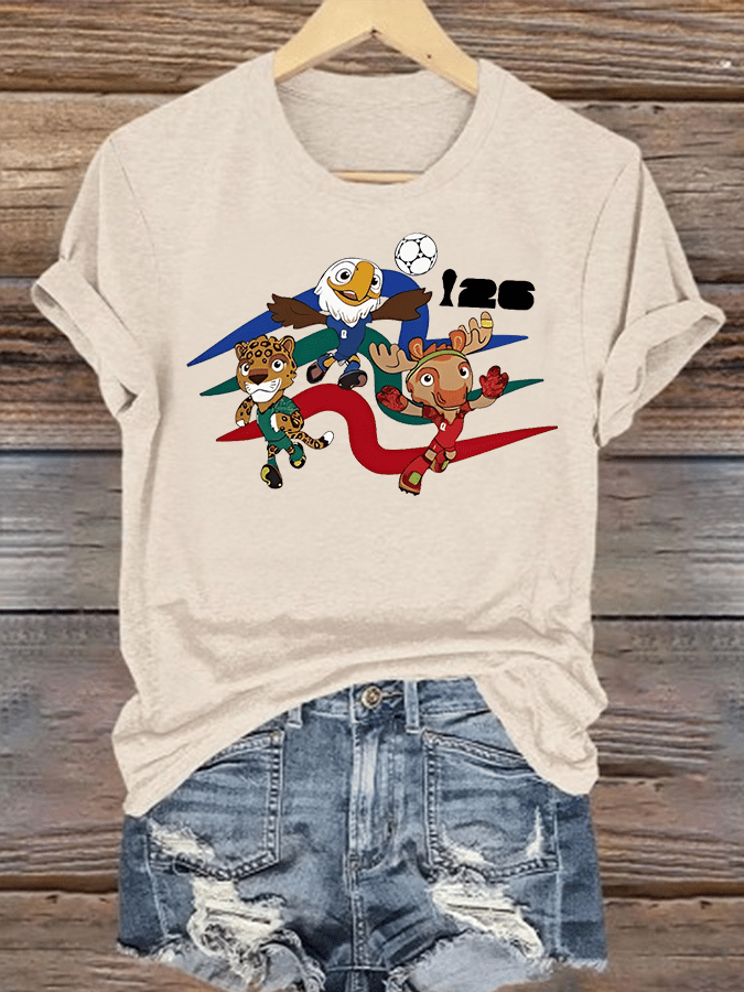 Women's  2026 World Cup Soccer Mascot printed  T-shirt