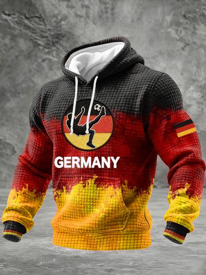 Men'S  Soccer Printed Hooded Sweatshirt