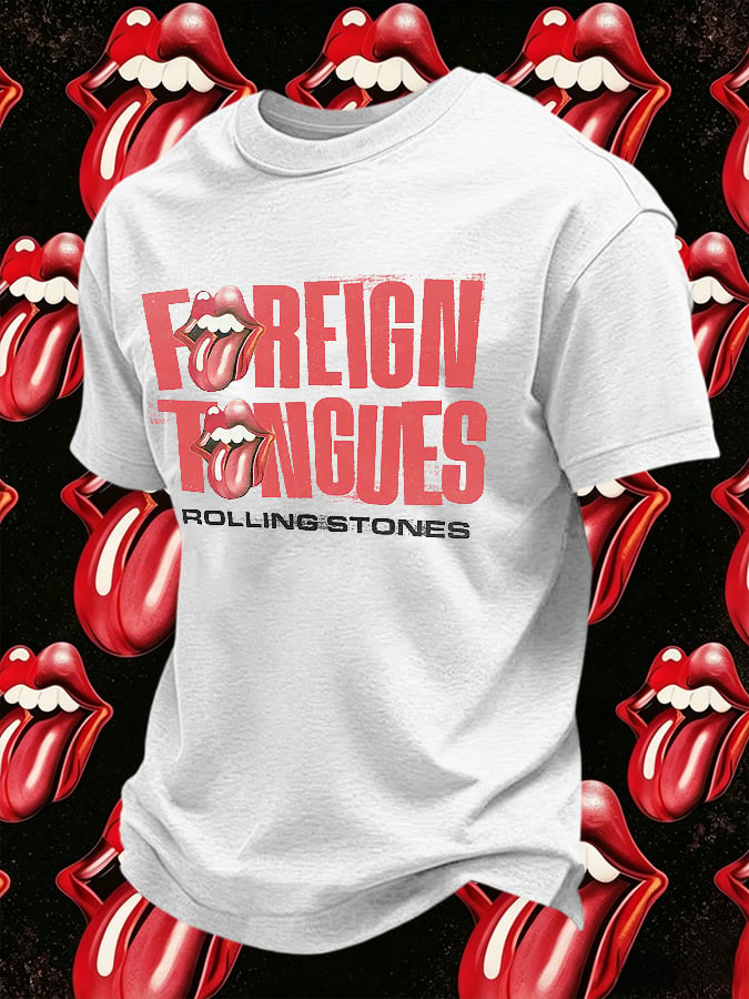 Men's Retro Foreign Tongues Print T-Shirt