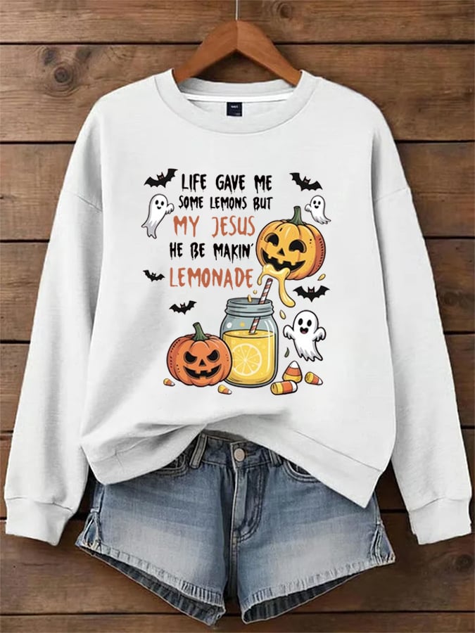 Women's Life Gave Me Some Lemons, But My Jesus Turned Them Into Lemonade Faith Print Sweatshirt