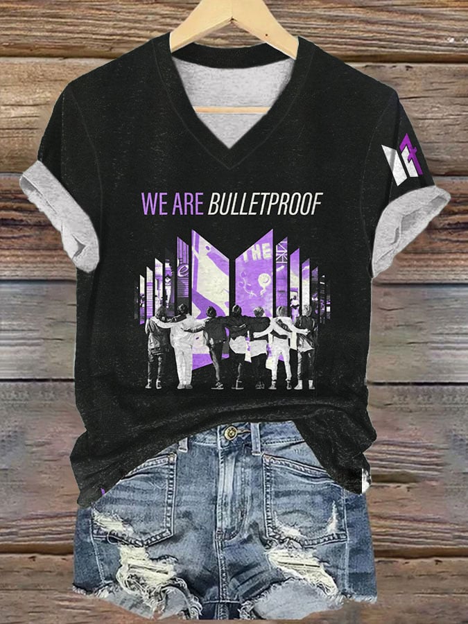 Women's K-pop World Tour Print Casual T-Shirt