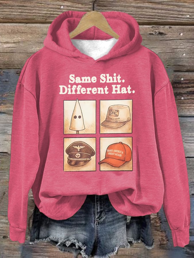 Women's Same Shit Different Hat Print Hoodie