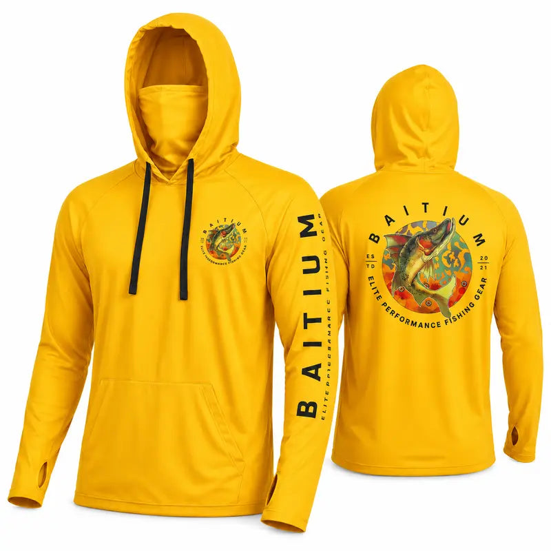 Unisex Fishing and Construction Shirts - Hooded UPF 50 Long Sleeve with Gaiter