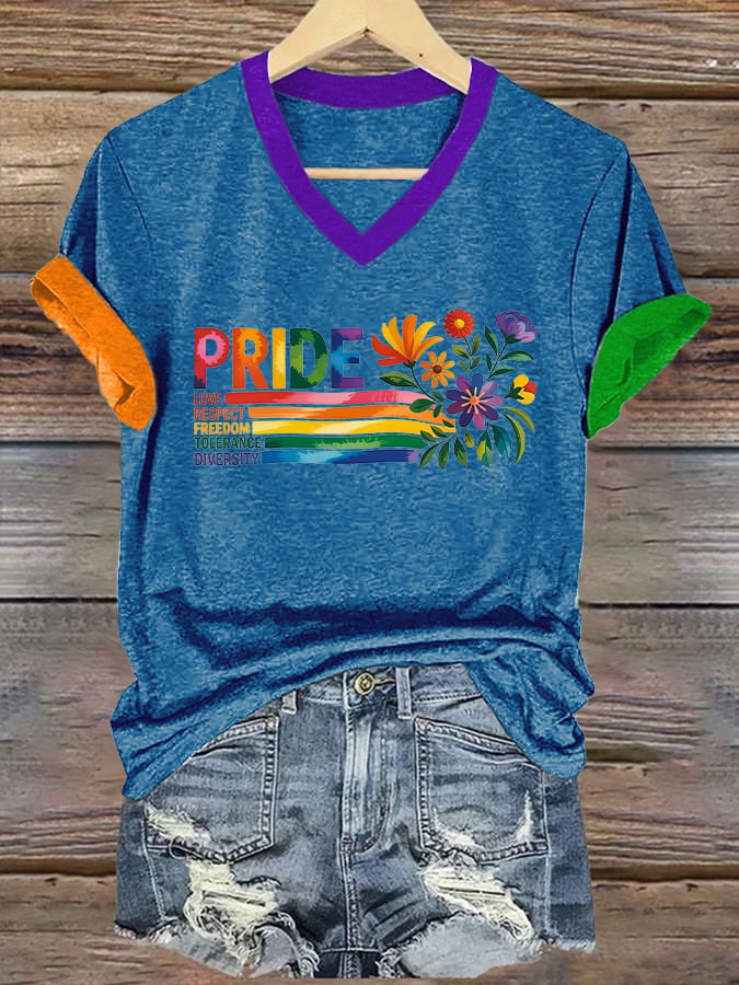 Women's Pride Love Respect Freedom Tolerance Diversity Print T-Shirt
