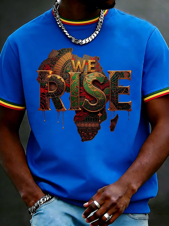 Men's Juneteenth We Rise Printed Casual T-shirt