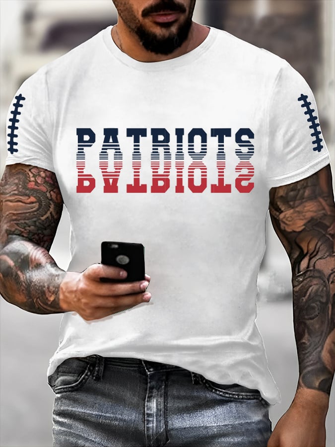 Men's Rugby Print Casual T-Shirt