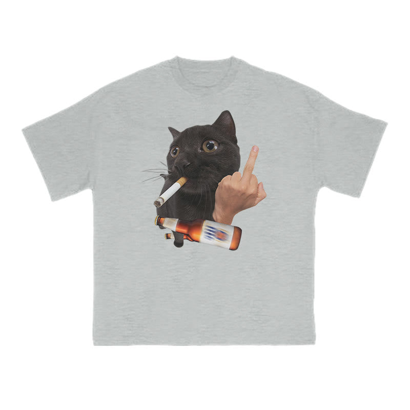 Dope Ass Black Cat Print T-shirt