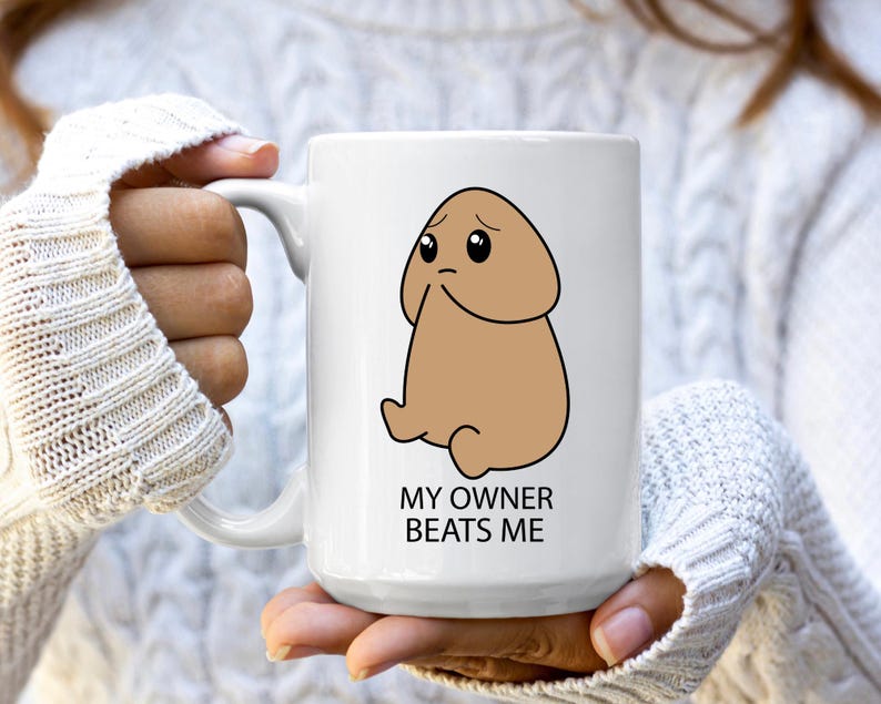 Men's novelty mug: My owner will hit me