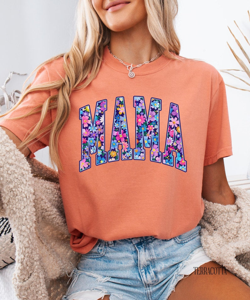 Comfort Colors Floral Mama Shirt