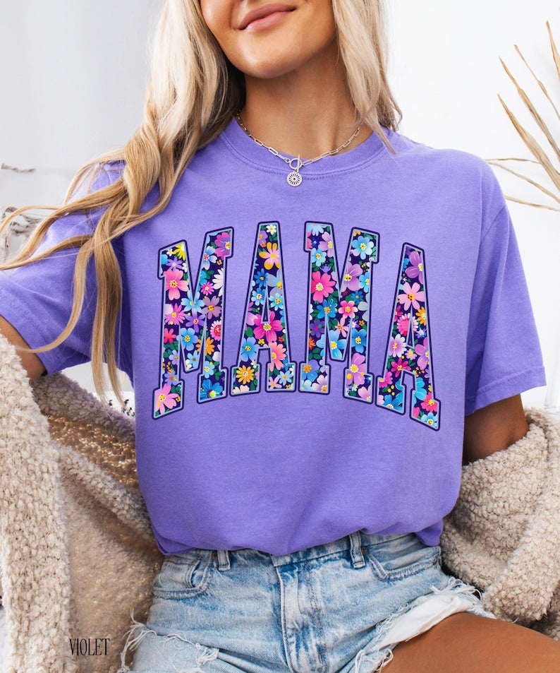 Comfort Colors Floral Mama Shirt