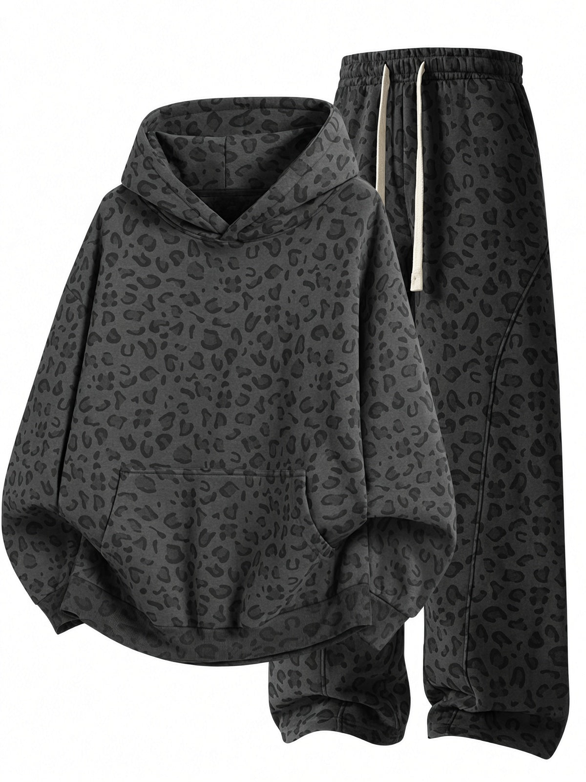 Unisex Leopard Print 2-Piece Set – Oversized Hoodie & Wide-Leg Pants 🐆🔥