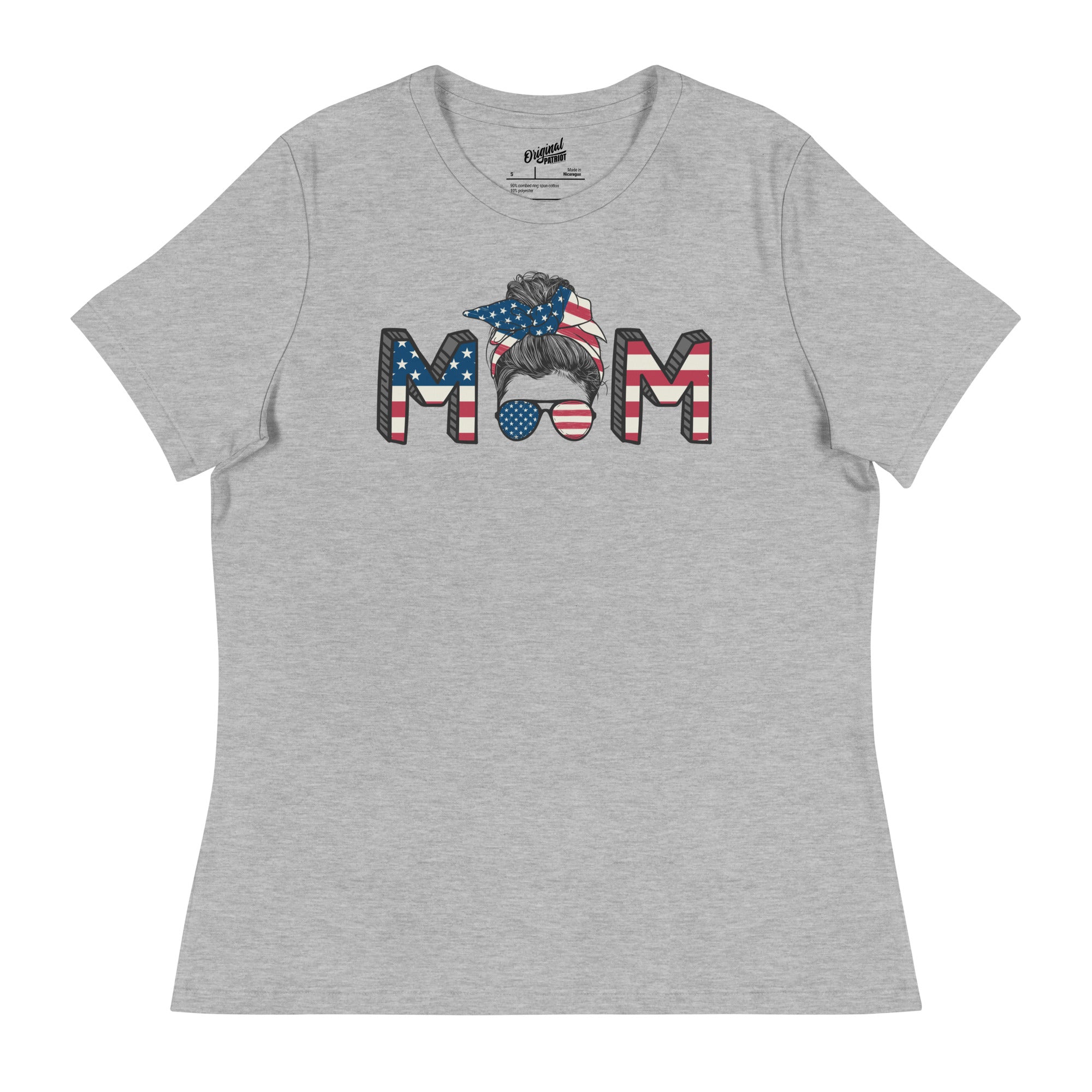 Patriotic Messy Hair Mom on a Women’s Relaxed T-Shirt
