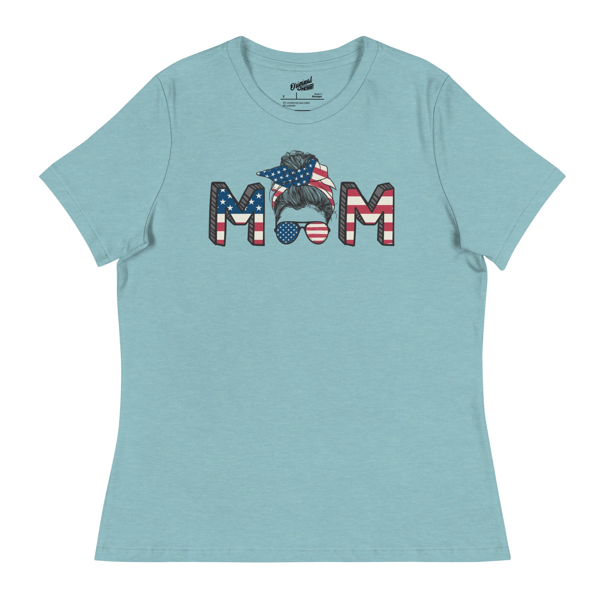 Patriotic Messy Hair Mom on a Women’s Relaxed T-Shirt