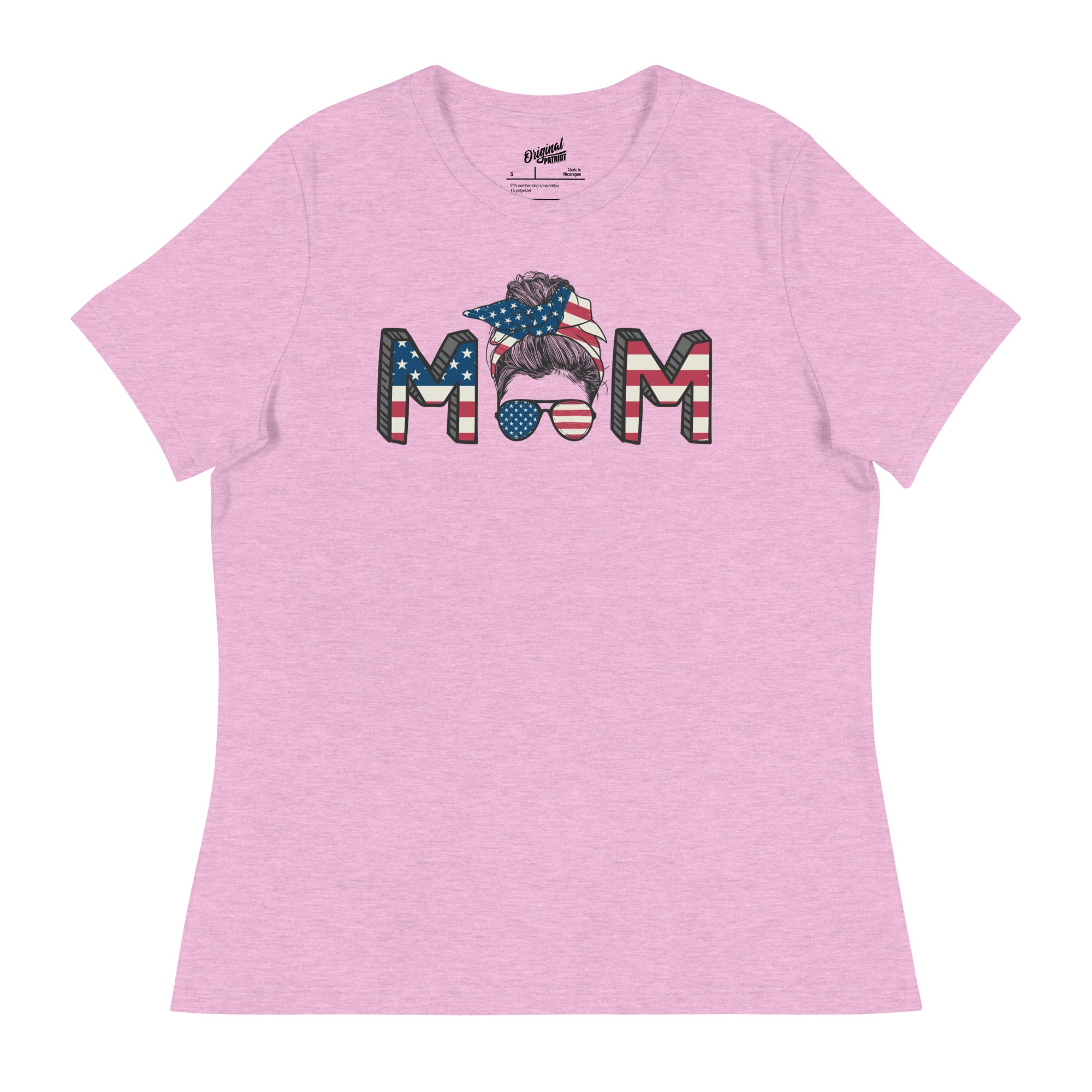 Patriotic Messy Hair Mom on a Women’s Relaxed T-Shirt